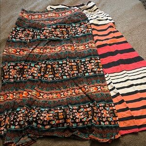 Multicolor Patterned Women's Maxi Skirts XL